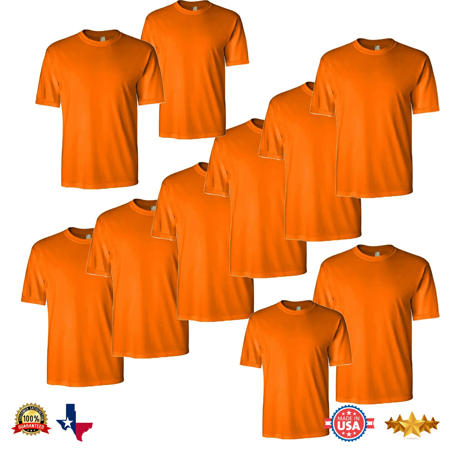 RADYAN® Short Sleeve Safety Work Shirt for Men High Visibility Cotton Blend Crewneck Construction Tee