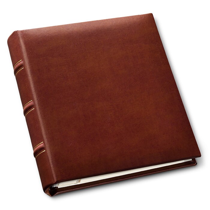 Gallery Leather Travel Photo Album Holds 4x6 Photos, 3 Ring Binder, 50 Pages for 50 Photos, Fillable, Handcrafted &#x2013; 6.5&#x201D; x 5.5&#x201D;