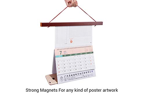 Artmag 2 Pack Magnetic Poster Hanger Frame, 9x24 9x12 9x11 Light Wood Wooden Magnet Canvas Artwork Print Dowel Poster Hangers Frames Hanging Kit (Mahogany, 9&#x22;,2 Packs)