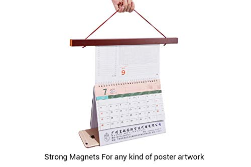 2 Pack Magnetic Poster Hanger Frame, 9x24 9x12 9x11 Light Wood Wooden Magnet Canvas Artwork Print Dowel Poster Hangers Frames Hanging Kit (Mahogany, 9&#x22;,2 Packs)