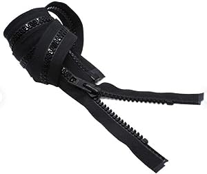 YKK #10 Heavy Duty Vislon Molded Plastic Marine or Jacket Separating Zipper  - Choose Your Length - Color: Black - Made in The United States (1 Zipper  Per Pack) (48 Inches)