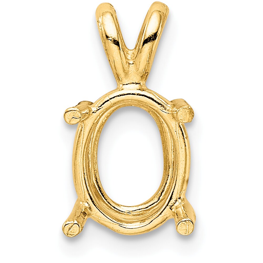 14K Gold 4 Prong Oval Pendant Setting 14x10mm