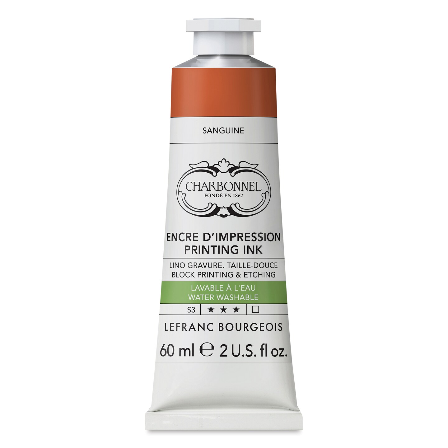 Charbonnel Water Washable Printing Ink - Sanguine, 60 ml