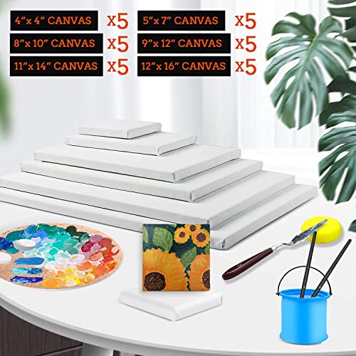30 Pack Canvases for Painting with 4x4, 5x7, 8x10, 9x12, 11x14, 12x16, Painting Canvas for Oil &#x26; Acrylic Paint
