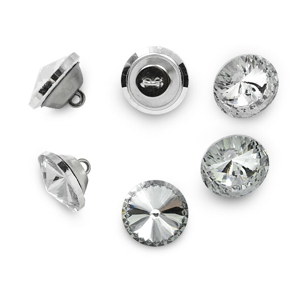 20mm Single Rhinestone Stud Button Pack of 6