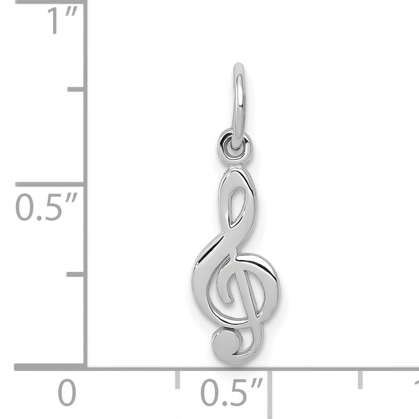 14K White Gold Treble Clef Charm Music Pendant Jewelry! 20mm x 5mm