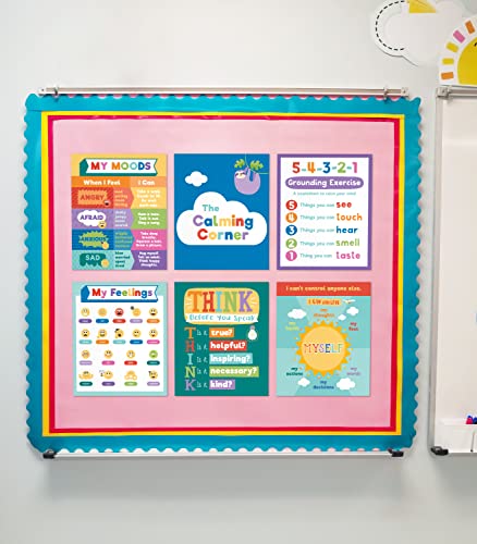 Calming Strategies Bulletin Board Set—Calming Strategies and Mood Charts for Social Emotional Learning, Homeschool or Classroom Decor (7 pc)