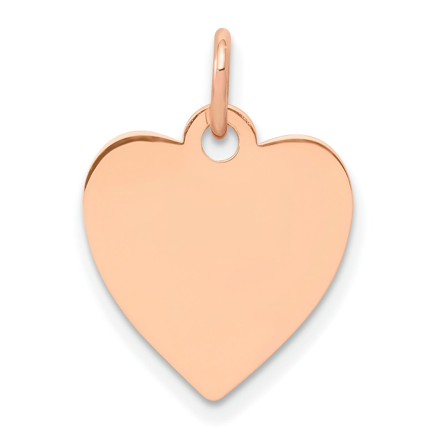 14K Rose Gold Heart Charm Engraveable Jewelry Pendant 18mm x 13mm