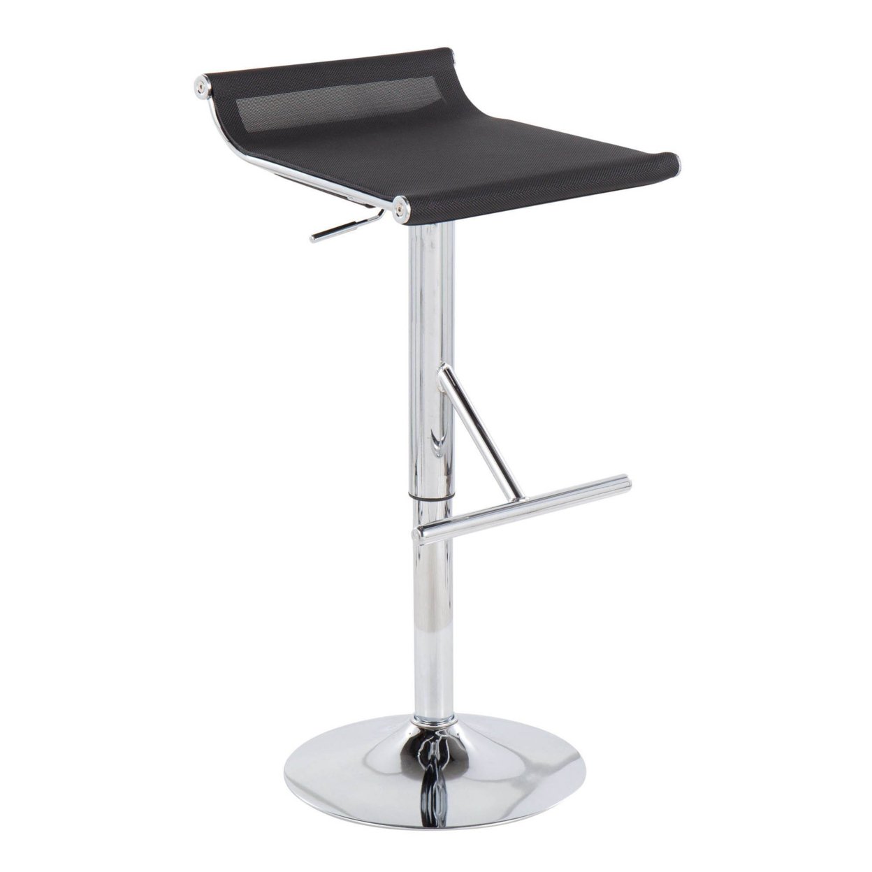 Lumisource Mirage Ale Contemporary Adjustable Bar Stool In Chrome And Black Mesh