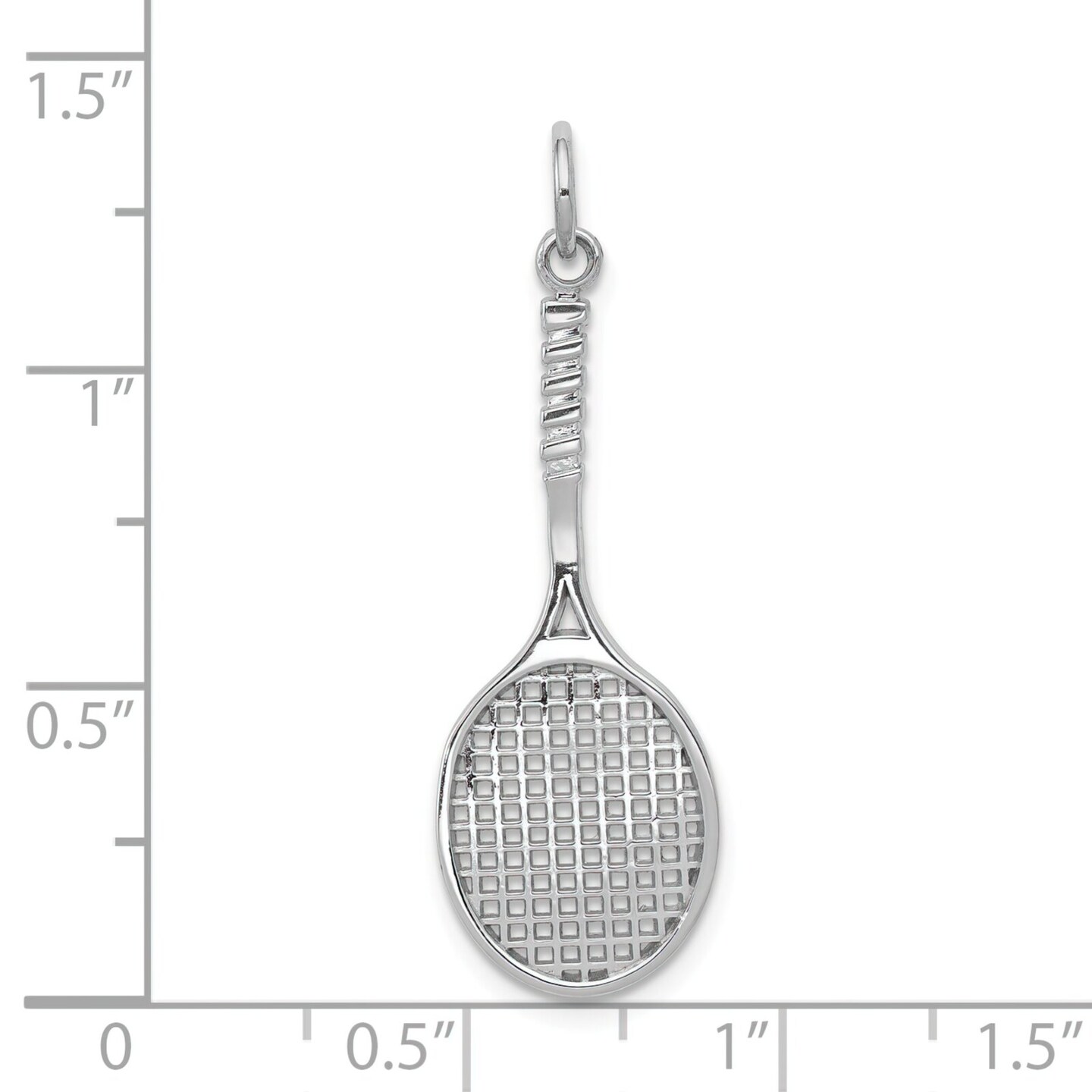 14K White Gold Tennis Racquet Charm Sports Jewelry 35mm x 11mm