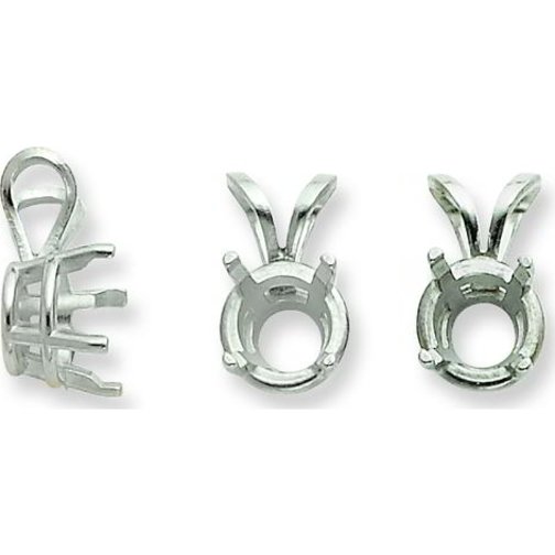 14K White Gold 0.75ct 4 Prong Round Pendant Setting