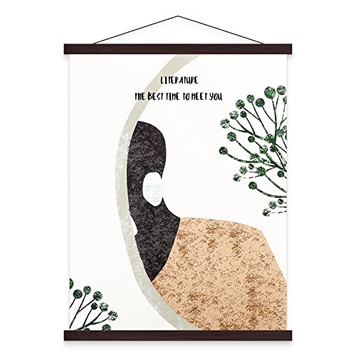 Benjia 8x10 8x12 8x18 Poster Frame, Magnetic Light Wood Wooden Frame Hanger for Photo Picutre Canvas Artwork Art Print Wall Hanging (1 Pack, 8", Walnut)