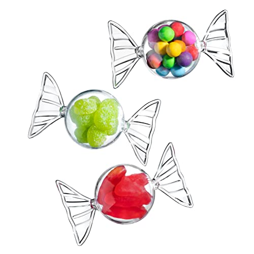 20 Pck Mini Candy Shaped Container with Cover, Heavyweight Clear Plastic Candy Jar, Elegant Disposable Candy Container. 20 Count
