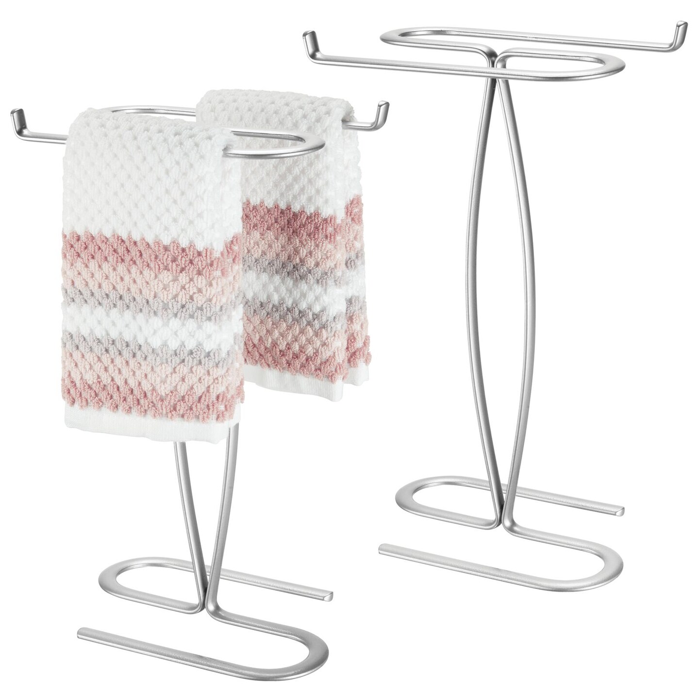 mDesign Metal Hand Towel Holder Stand for Bath Vanity Countertop, 2 Pack