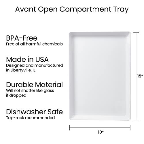 US Acrylic Avant White Plastic Serving Trays (Set of 3) 15&#x201D; x 10&#x201D; | Large Reusable Rectangular Party Platters | Serve Appetizers, Fruit, Veggies, &#x26; Desserts | BPA-Free &#x26; Made in USA