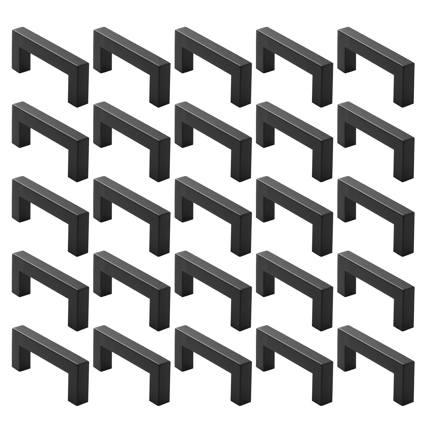 Cauldham 25 Pack Kitchen Cabinet Square Pulls Handles - Drawer/Door Hardware - Style M274 - Matte Black
