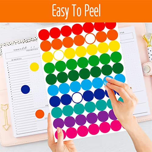 1050 PCS Colored Dot Sticker, 10 Bright Color Round Polka Circle Labels for Warehouse, Retail, Home Organization, Classroom, Office, Food Service and Medical (Each Measure 3/4&#x22;)
