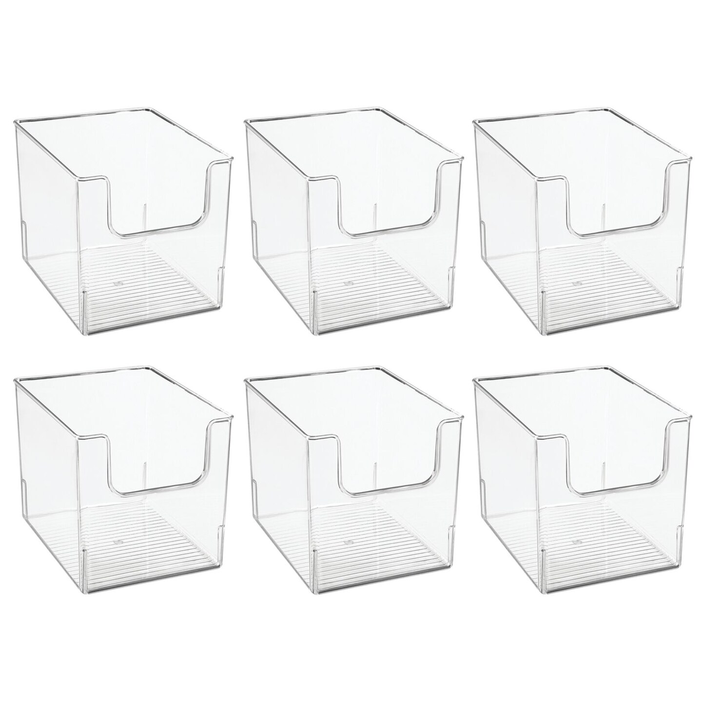 mDesign Kitchen Plastic Storage Organizer Bin with Open Front - 6 Pack - Clear