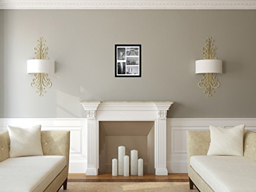 11x14 Collage Picture Frame - Mat Displays Five 4x6 Inch Photos - Black Gallery Wide Molding - Includes Both Attached Hanging Hardware and Desktop Easel - Display Multiple 4 x 6 Pictures or 11 x 14