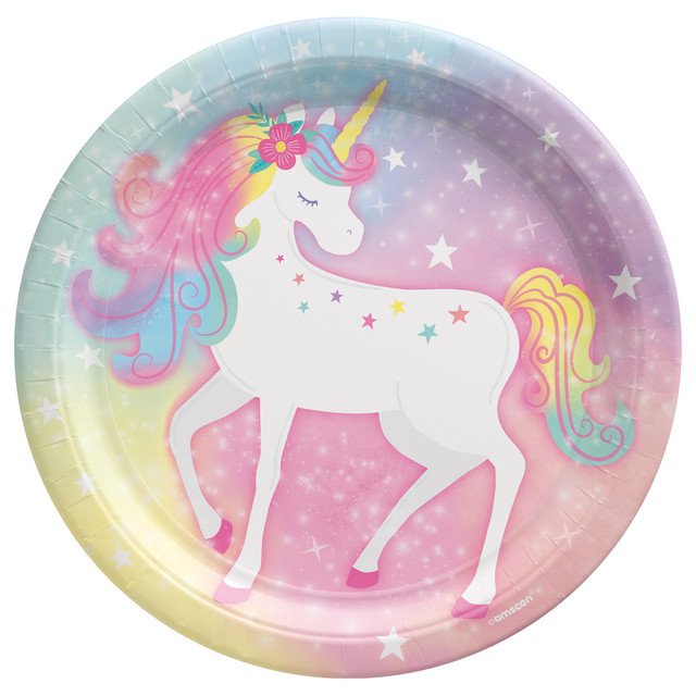 Enchanted Unicorn 9&#x22; Round Paper Luncheon Plates - 8ct