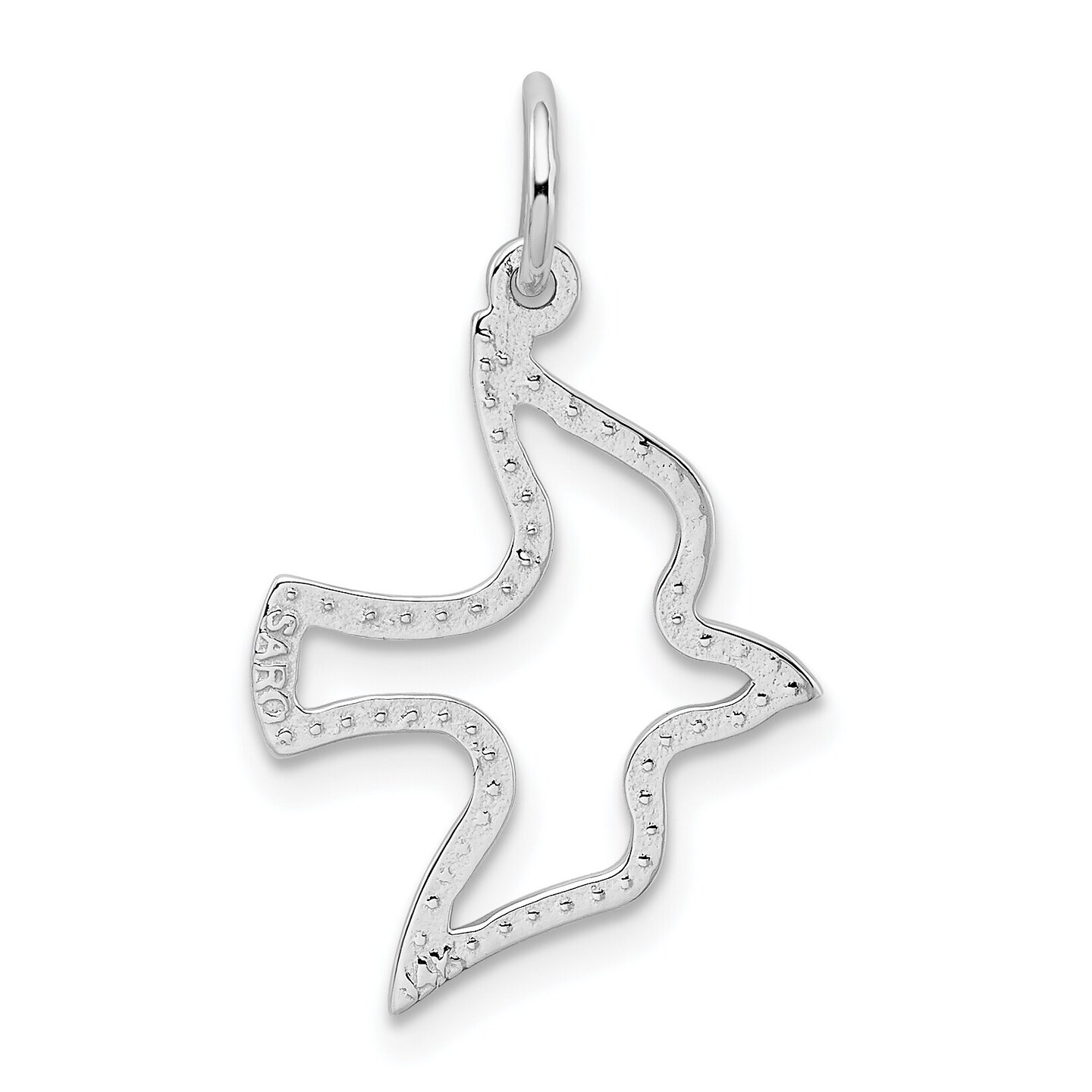 14K White Gold Holy Spirit Dove Charm Pendant Jewelry 25mm x 15mm