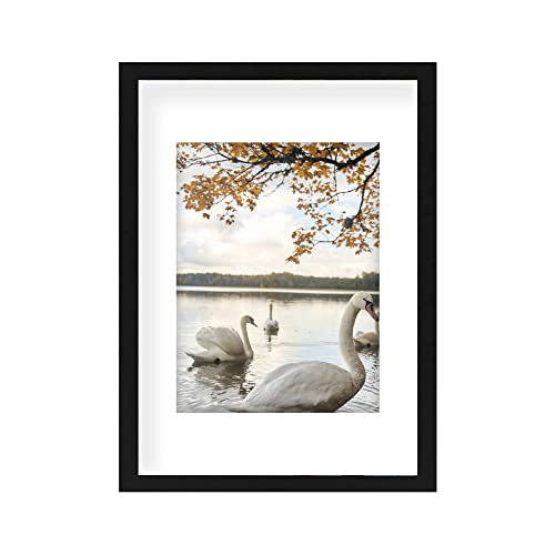 PAXNOK A4 Frame Black - Display 6x8 Picture Frame With Mat or 8.27x11.69 Inch Without Mat Poster Frame, Certificate Document Frame, for Wall Art