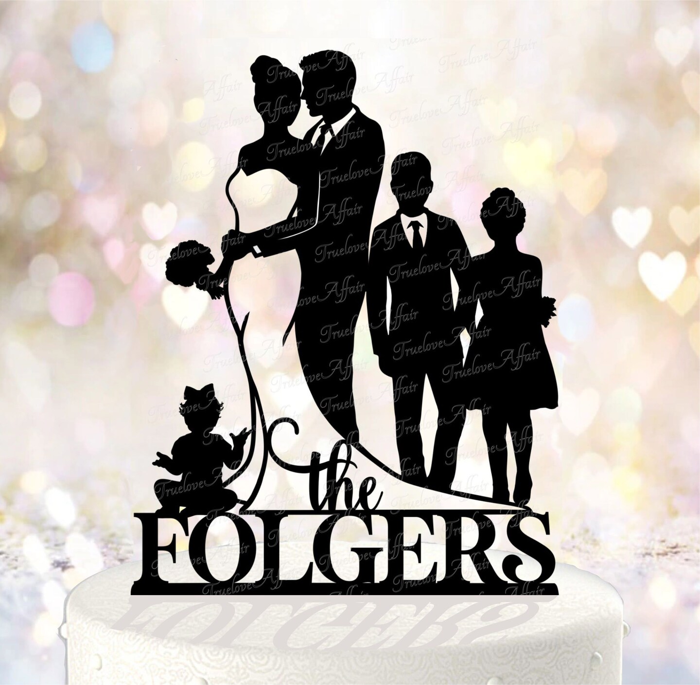 Family Silhouette Wedding Cake Topper