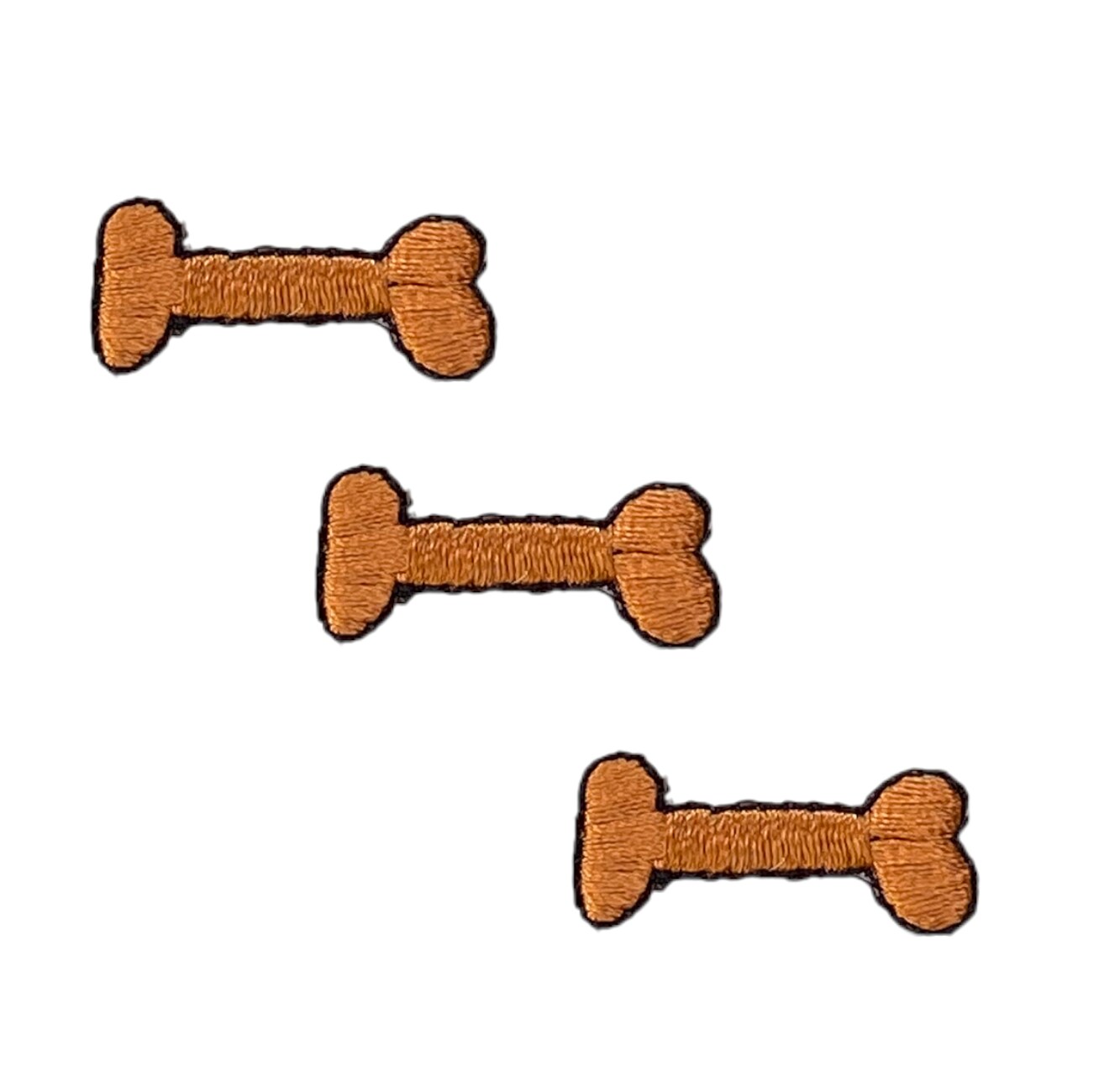 Set of 3 Pieces, Brown Dog Bone, Pets, Food, Animals, Embroidered, Iron on Patch