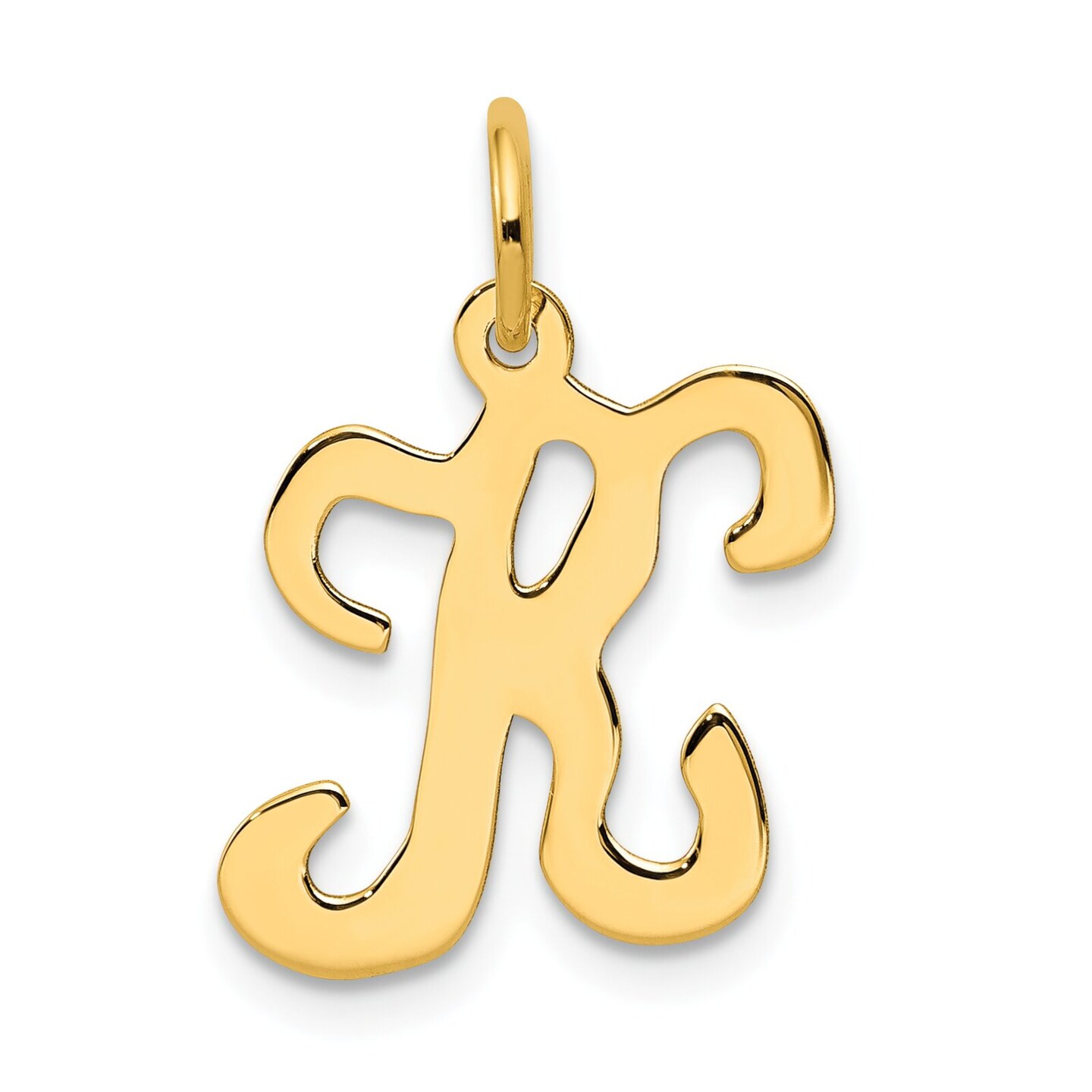 14K Gold Polished Fancy Initial Letter K Charm Pendant Jewerly 20mm x 11mm