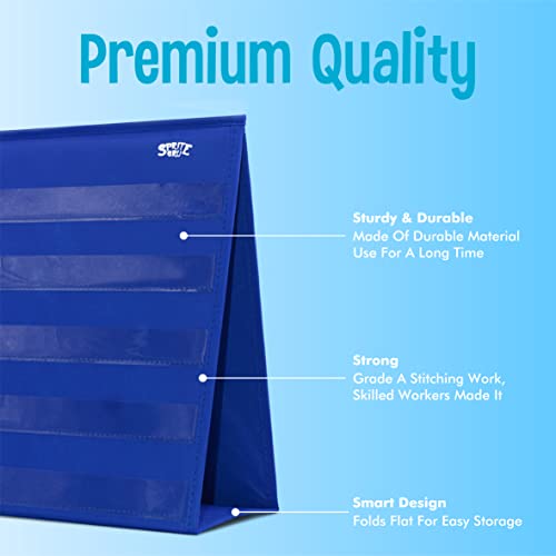 Desktop Pocket Chart, 120 Dry-Erase Double Sided Cards Includes 26 Letters with Images and 120 First Words, Self-Standing Tabletop Pocket Chart for Kids Teacher Classroom Home Use (13 X 12inch)