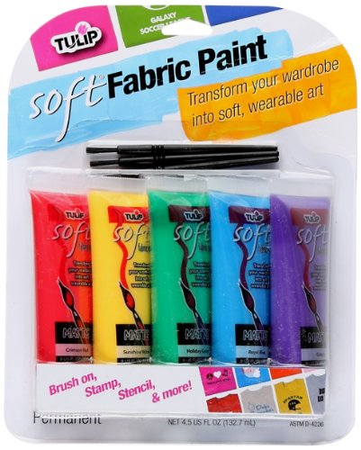 Soft Fabric Paint Primary - 0.9 Ounce (Pack of 5), Multicolor, 4 Fl Oz