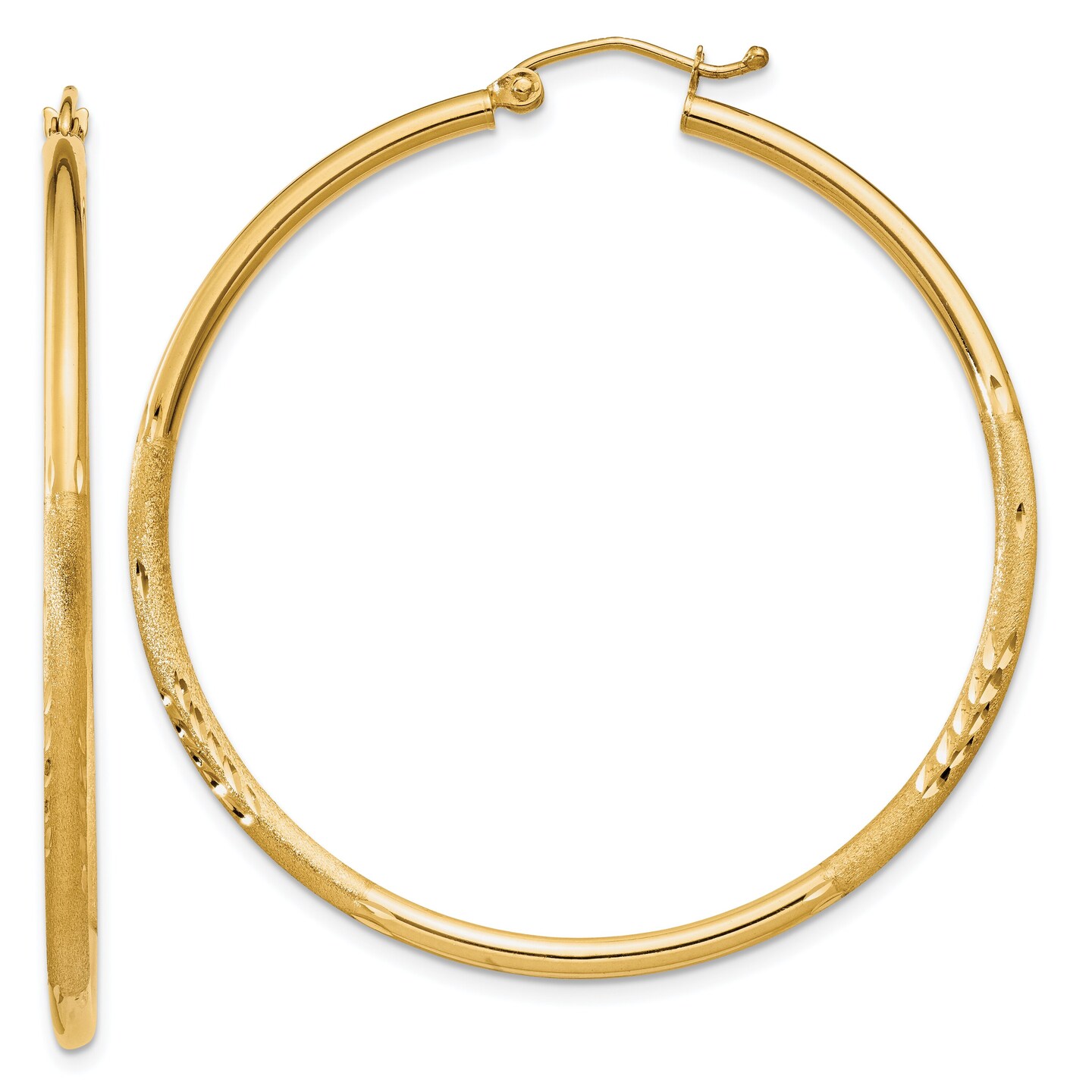 14K Gold Tube Hoop Earrings Jewelry 45mm x 43mm