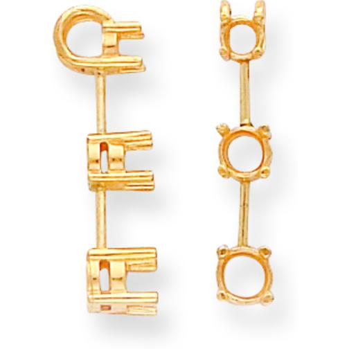 14K Gold 0.25ct Round 3 Stone Pendant Setting