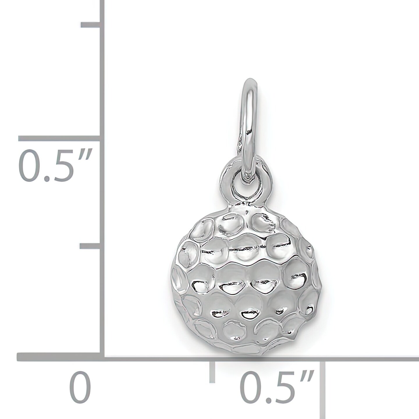 14K White Gold Golf Ball Charm Sports Jewelry Pendant 15mm x 9mm