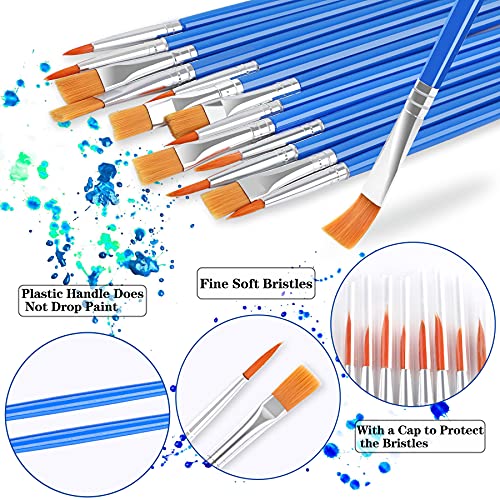 60-Piece Paint Brush Set Round and Flat Small Brushes Bulk for Detail Painting
