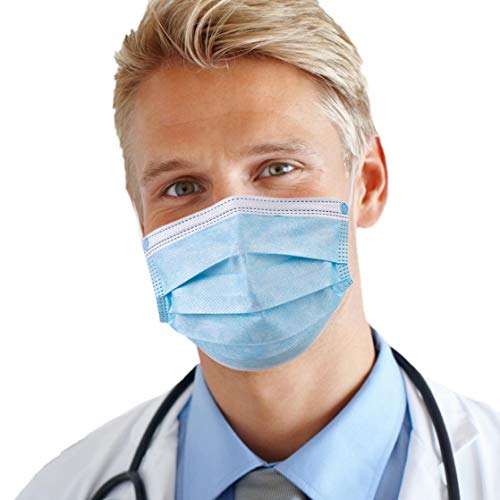 Professional Disposable 3 Ply Filter Face Masks for PPE, Painting, Cutting, or Sewing (50 Pack)