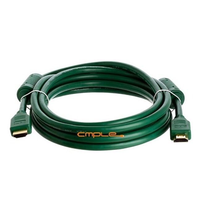 Cmple - 28AWG High Speed HDMI Cable with Ferrite Cores - Green - 10FT