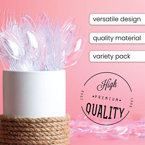 Disposable Cutlery set, SAPPHIRE Design, Clear Color, 360 Pieces: 180 Forks, 120 Spoons, 60 Knives