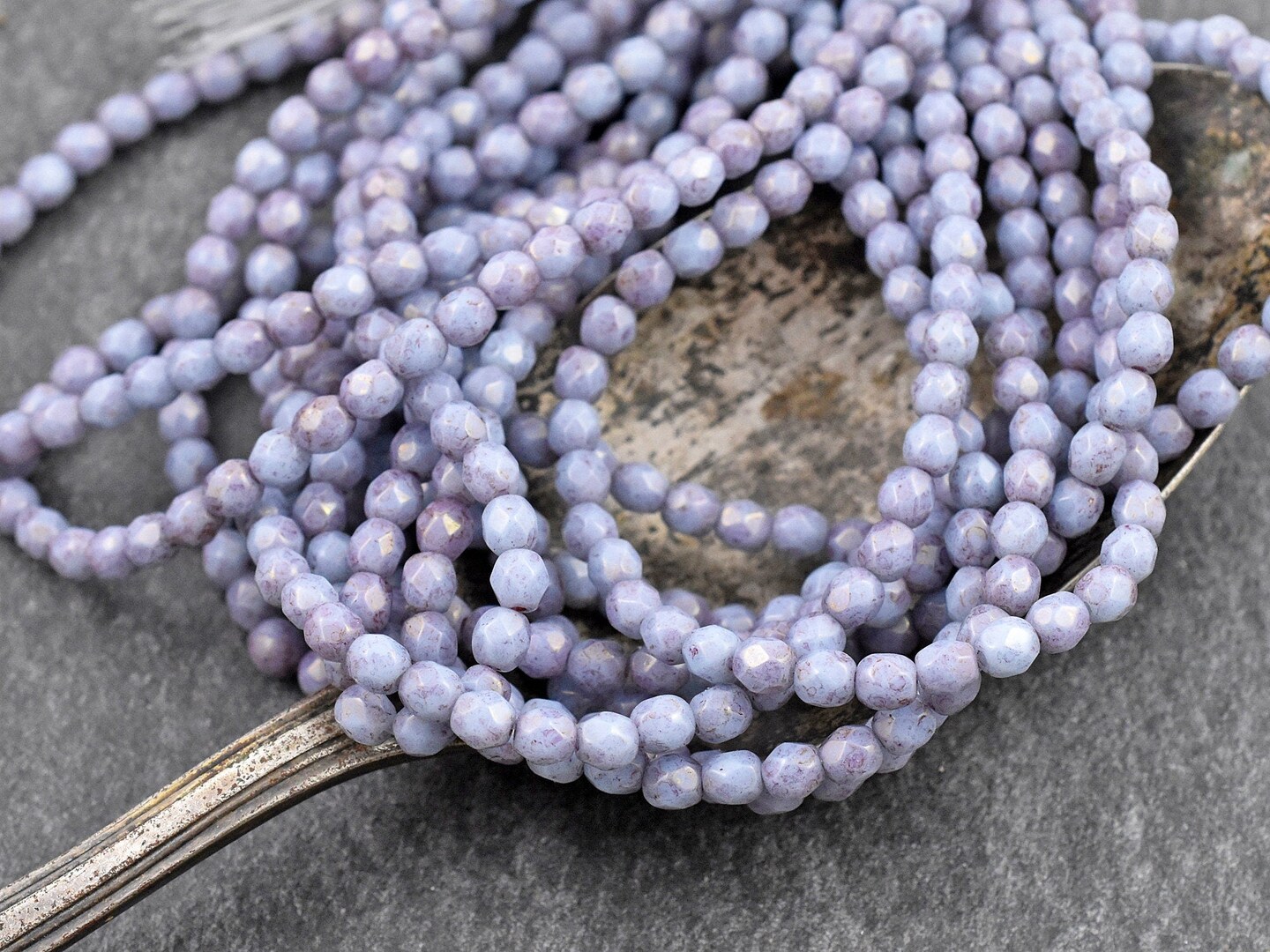 *50* 4mm Purple Washed Periwinkle Blue Fire Polished Round Beads