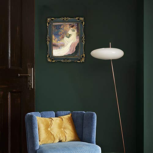 8x10 Picture Frame Antique Frame 8x10 Vintage Photo Frames 10 x 8 in Blue with Gold Trim, Wall and Tabletop Picture Frames