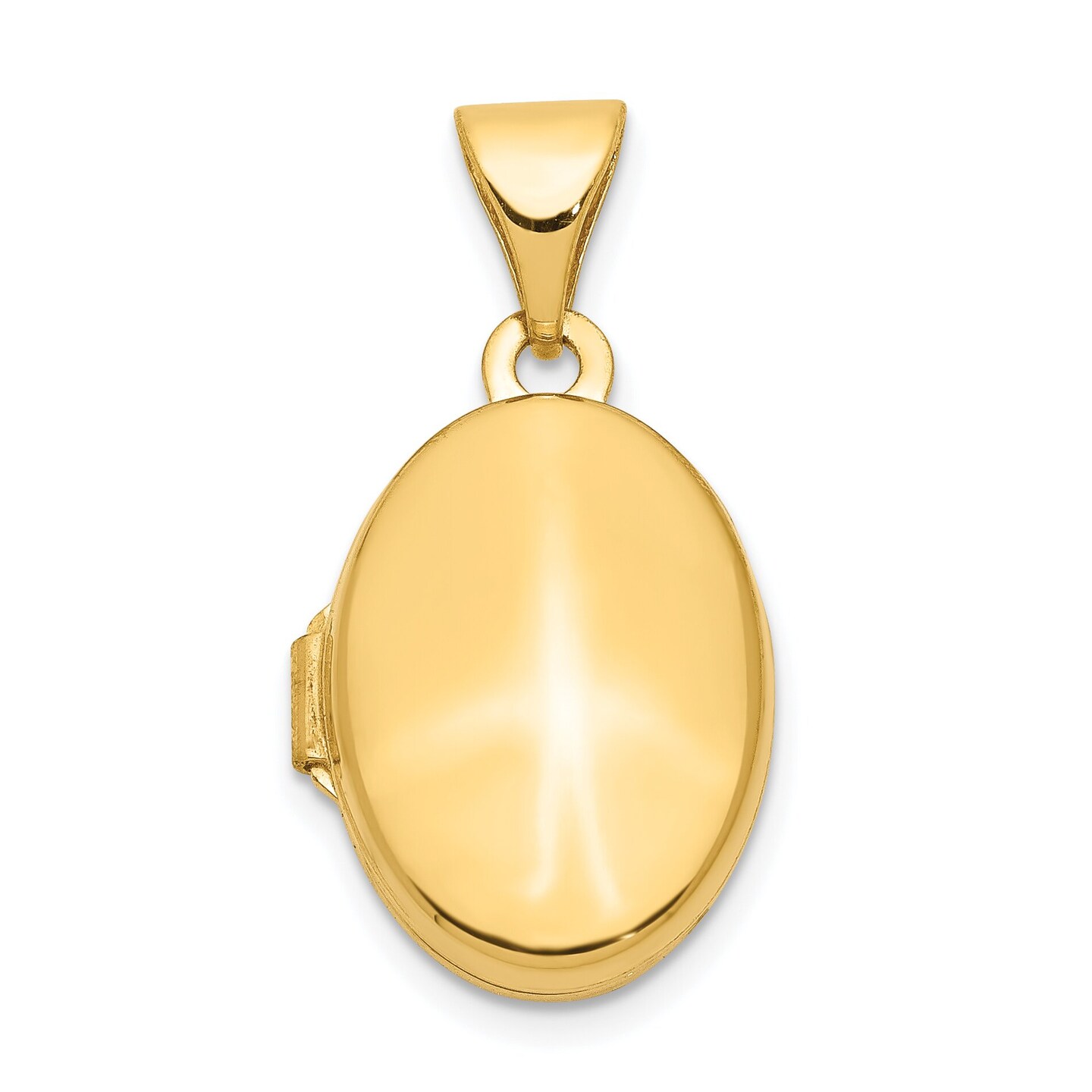 14K Yellow Gold Plain Oval Locket Pendant Jewelry 18.6mm x 10.8mm