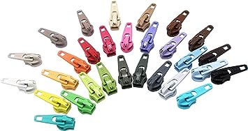 Zipper Repair Kit - #3 Auto Lock YKK Sliders - 30 Sliders Per Pack (Bright &#x26; Neutral Colors) - Made in The United States