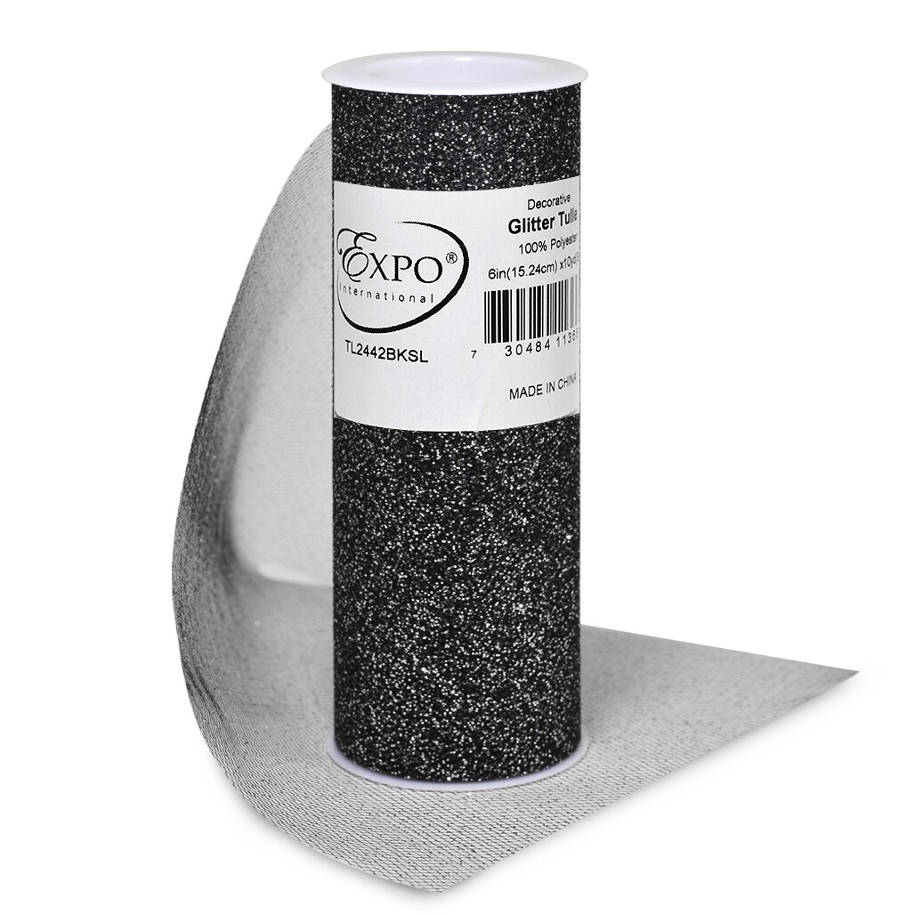 Decorative Glitter Tulle, Roll/Spool of 6&#x201D; X 10 Yards, Pack of 1
