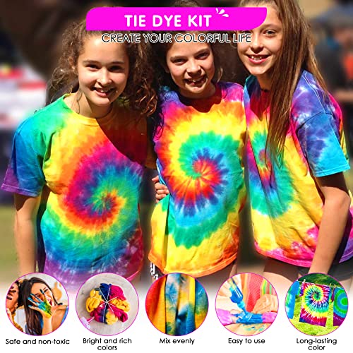 HTVRONT Tie Dye Kit - 32 Vibrant Colors Pre-Filled Bottles Tyedyedye Kit,  Permanent Non-Toxic for Large Groups Kids Adults,Tye Fabric Textile  Handmade Party(Just Add Water)
