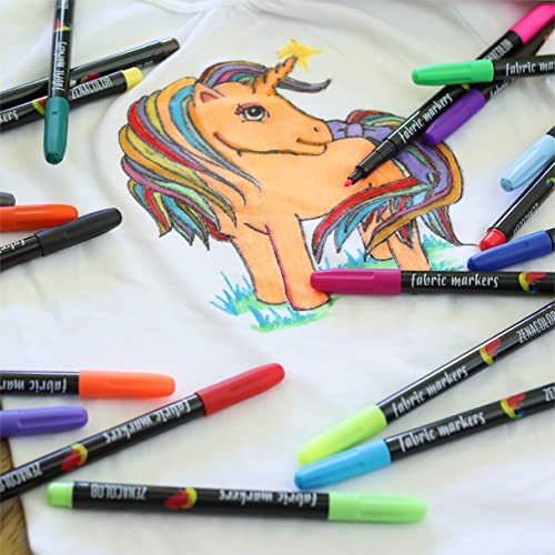 20 Fabric Markers Set - Non-Toxic, Indelible, and Permanent with Fine Point Tip for Textile Painting