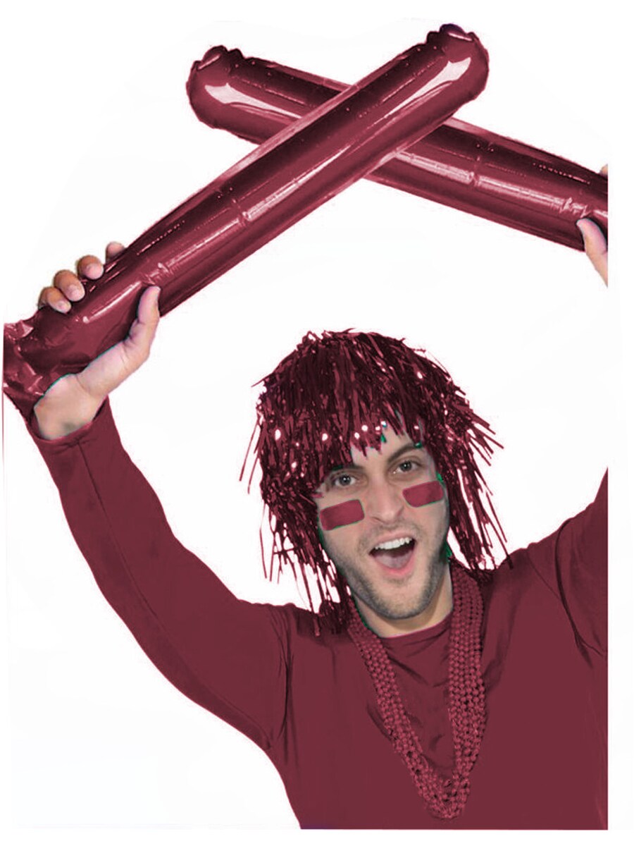 2 Cheerleader Team School Spirit Rally Burgundy Inflatable Colored Spirit Sticks