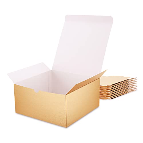 10 Gold Gift Boxes 8x8x4 Inches Premium Gift Boxes Paper Gift Boxes with Lids, Bridesmaid Proposal Boxes, Boxes for Gifts Grass Texture Gold