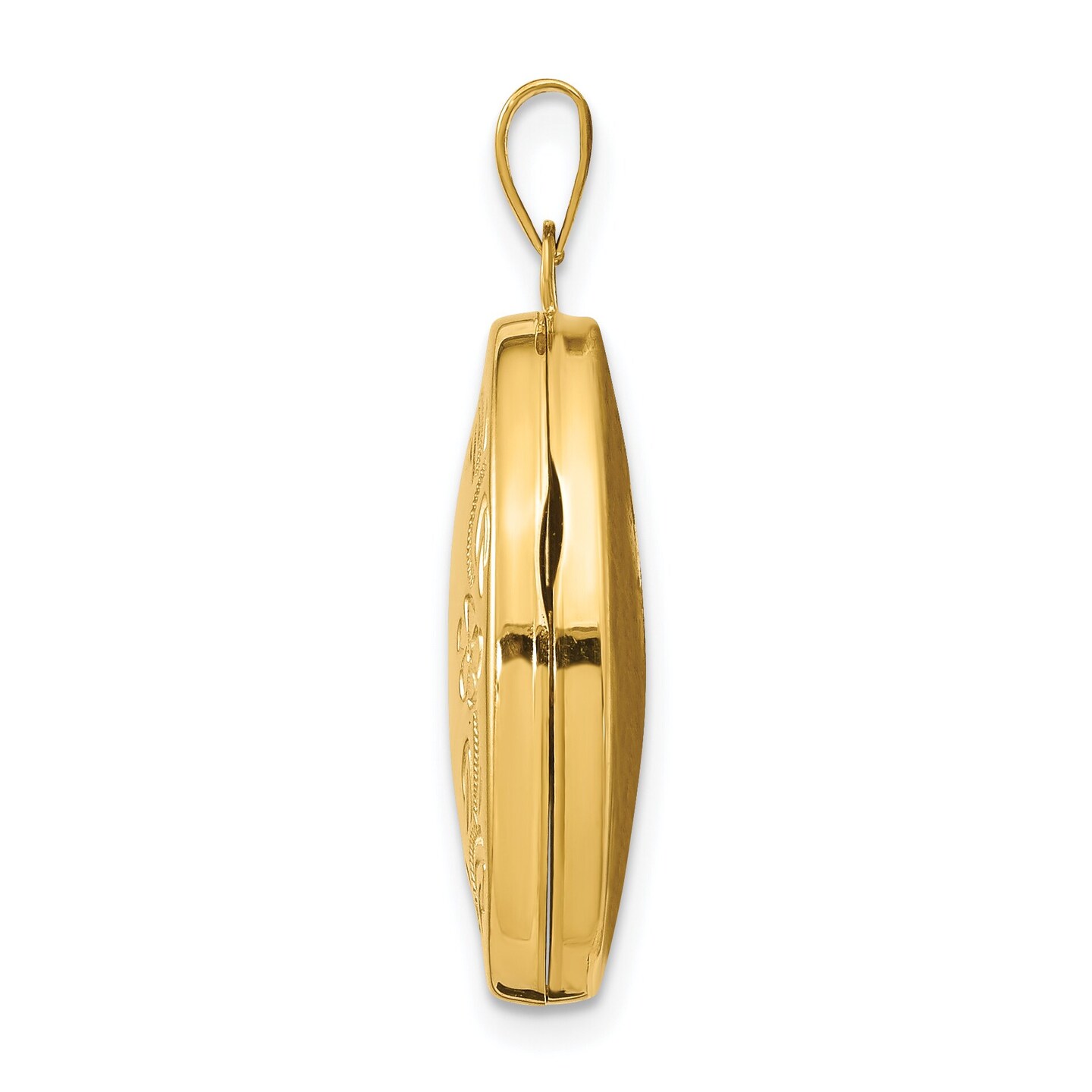 14K Yellow Gold Engraved Locket Pendant Jewelry 28mm x 16.7mm