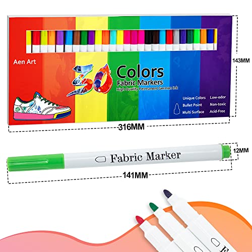 Fabric Markers Permanent for Clothes, 24 Colors Fabric Pens Permanent No  Bleed, Fine Tip Fabric Paint Pens Paint Markers for Kids, Non-toxic 