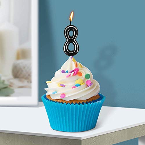 10 Pieces Black Numeral Birthday Candles - Numeric Candles for Cake Decoration, Includes Numbers 0-9, Ideal for Birthday Parties and Wedding Anniversary Celebrations